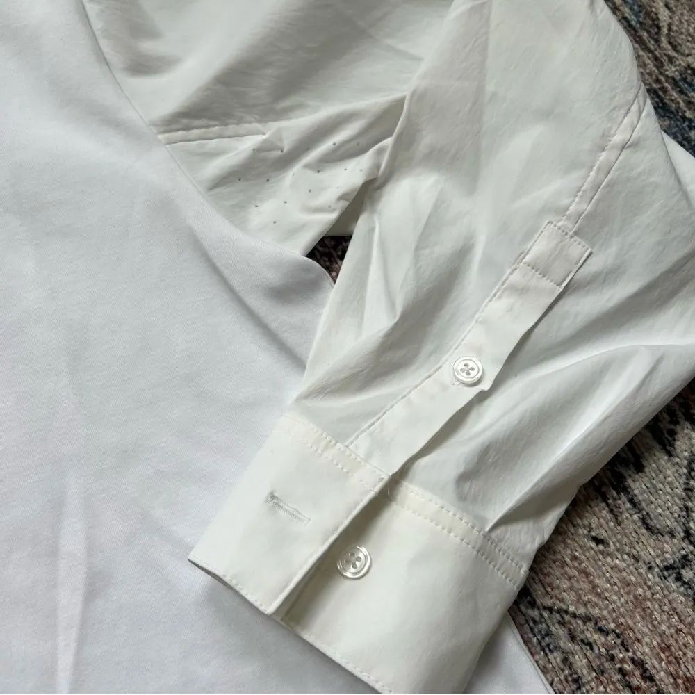 Athleta Mixed Media Long Sleeve White Pullover Sweatshirt Crew Neck Size Medium - Image 5