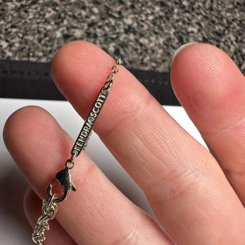 Kendra Scott Dichronic Glass Pink Gold Tone Necklace Adjustable Length - Image 3