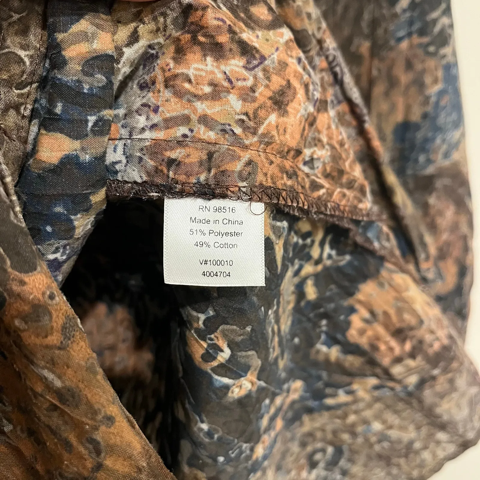 Boho Tunic Top Earth Tones Embroidered Long Sleeve Fairycore Goblincore XS - Image 6