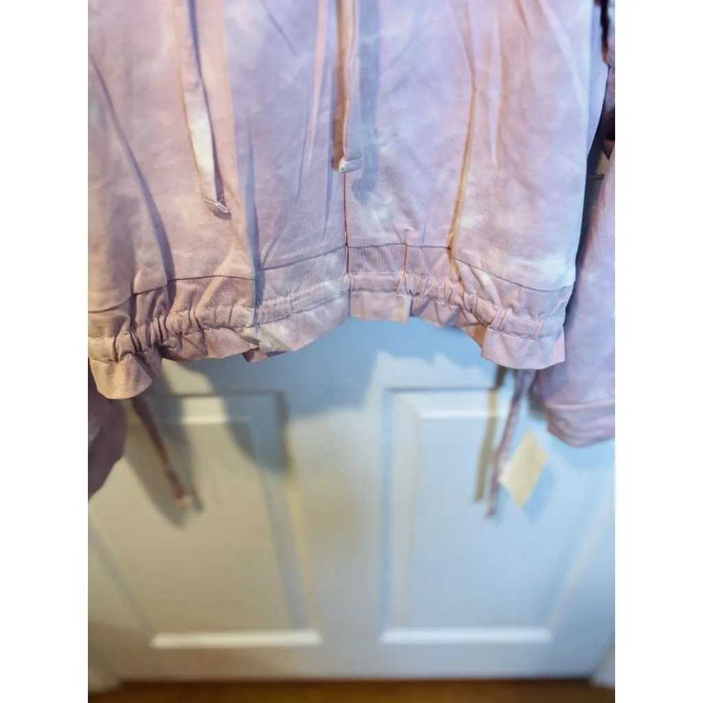 Blank NYC Rosewater Tie Dyed Hoodie Pink Size XL Cropped Lightweight 100% Cotton - Image 4