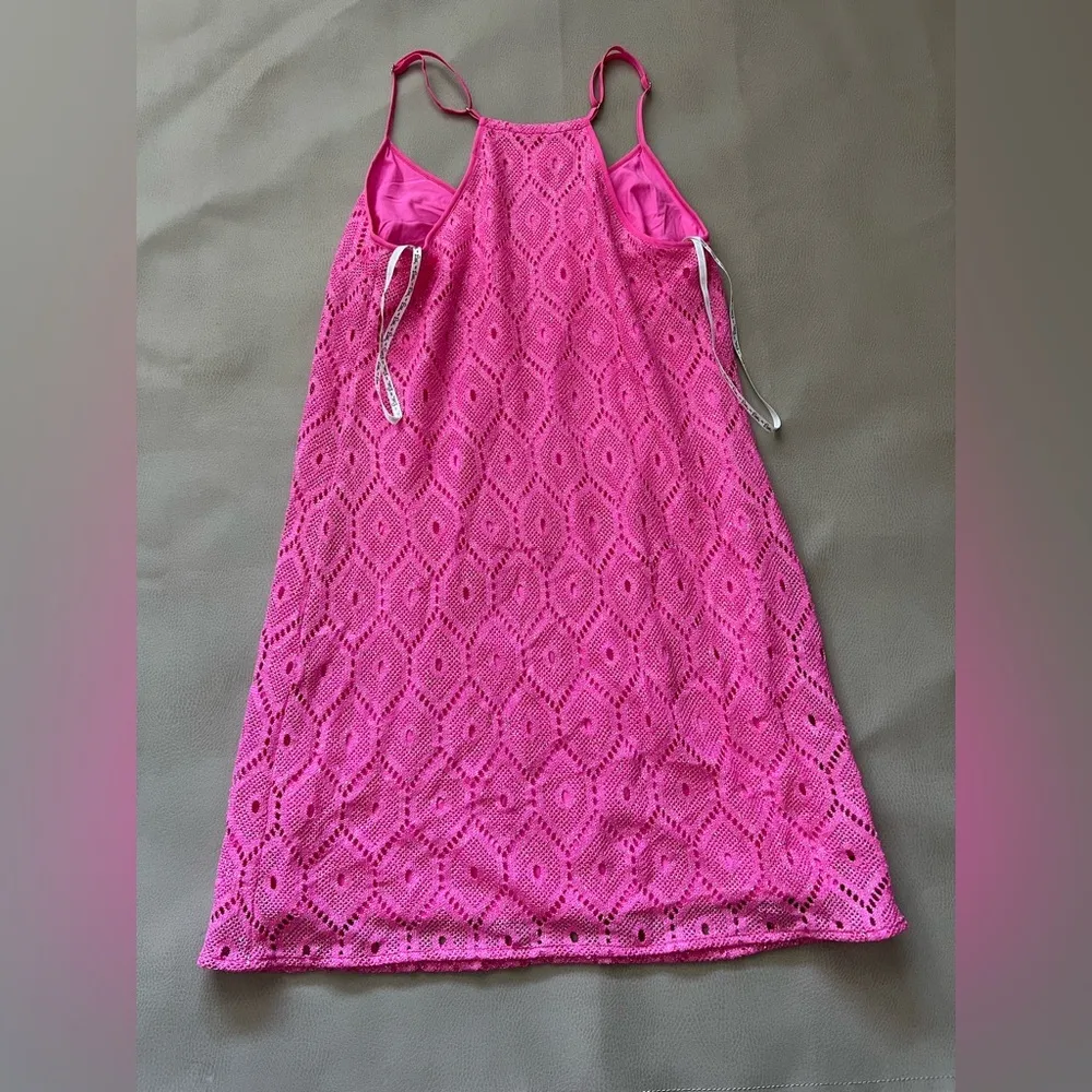 Lilly Pulitzer Dusk Metallic Lace Sleeveless Shift Mini Slip Dress Pop Pink XS - Image 8