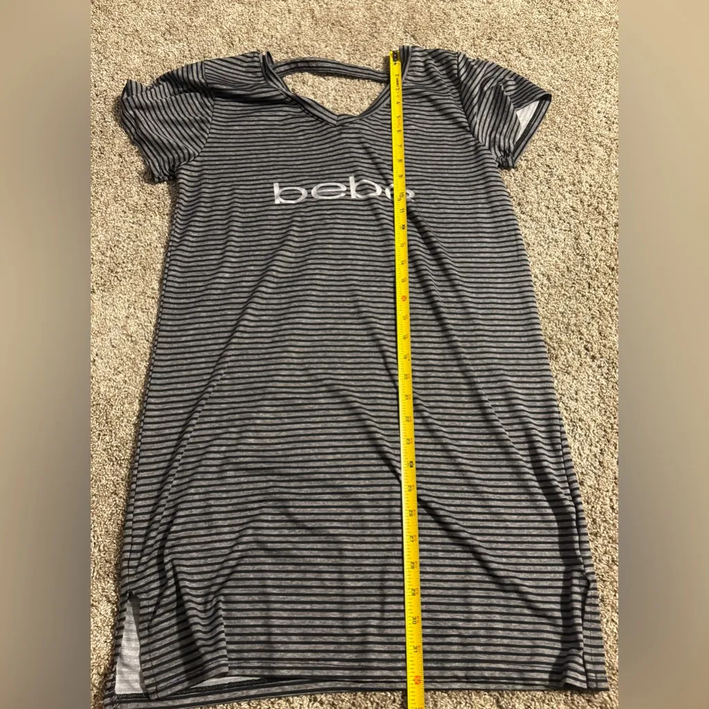 (Bebe Sleepwear) Striped Y2K V-Neck Midi Dress: Size Large - Image 5