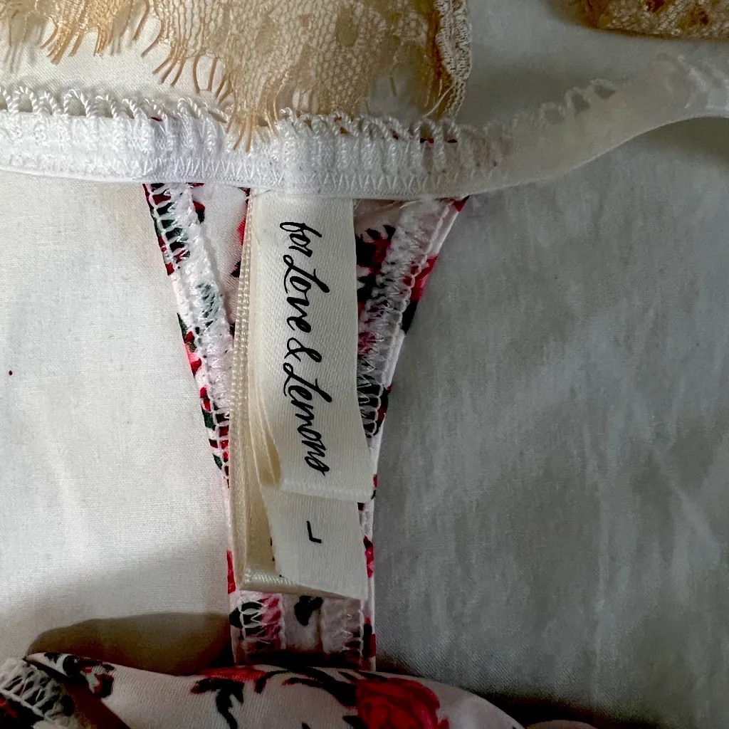 For Love And Lemons Red and White Floral Camisole - Image 4