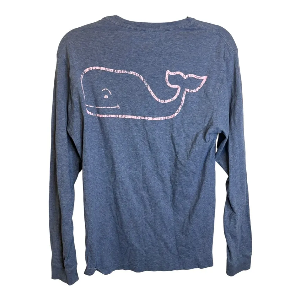 Vineyard Vines Shirt Women's Size Small Long Sleeve Whale Casual Blue‎ Pink - Image 2
