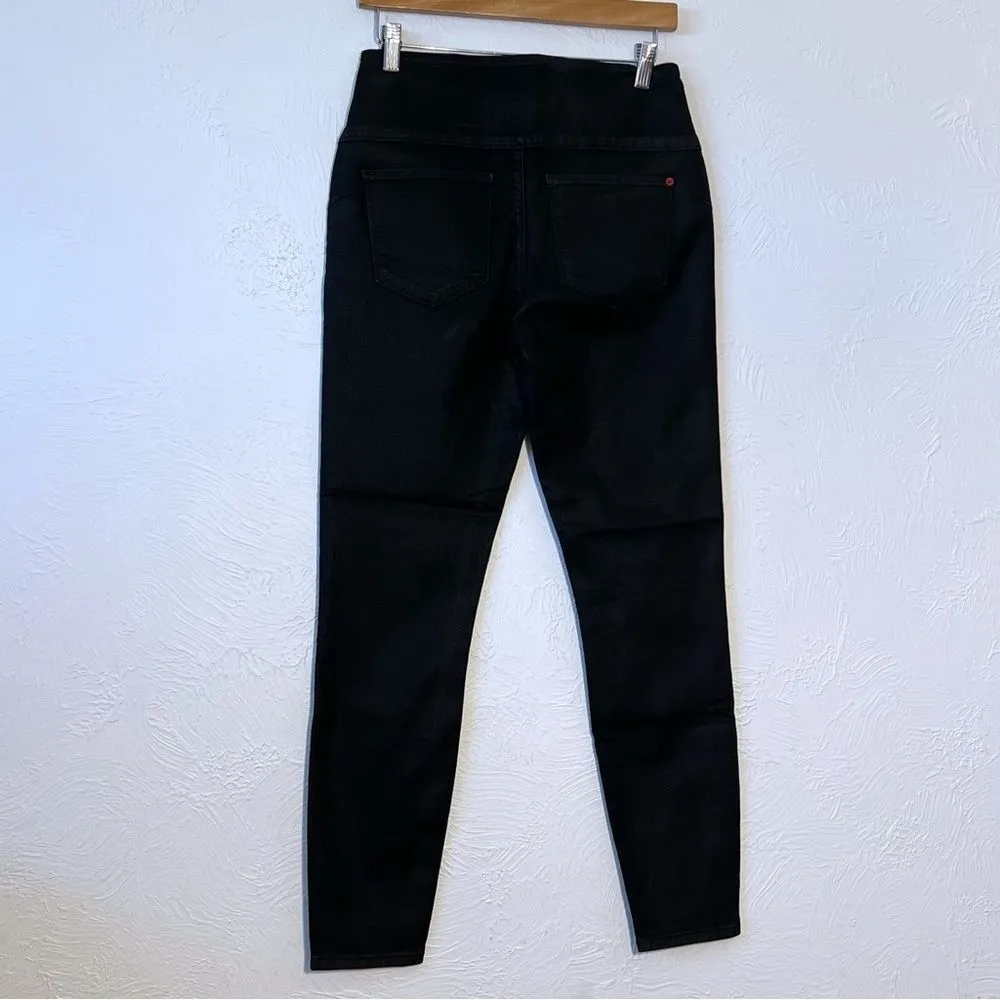 Spanx jeggings women Alexia 2310 Ready To Wow wax coated black Denim Jeans SZ M - Image 3