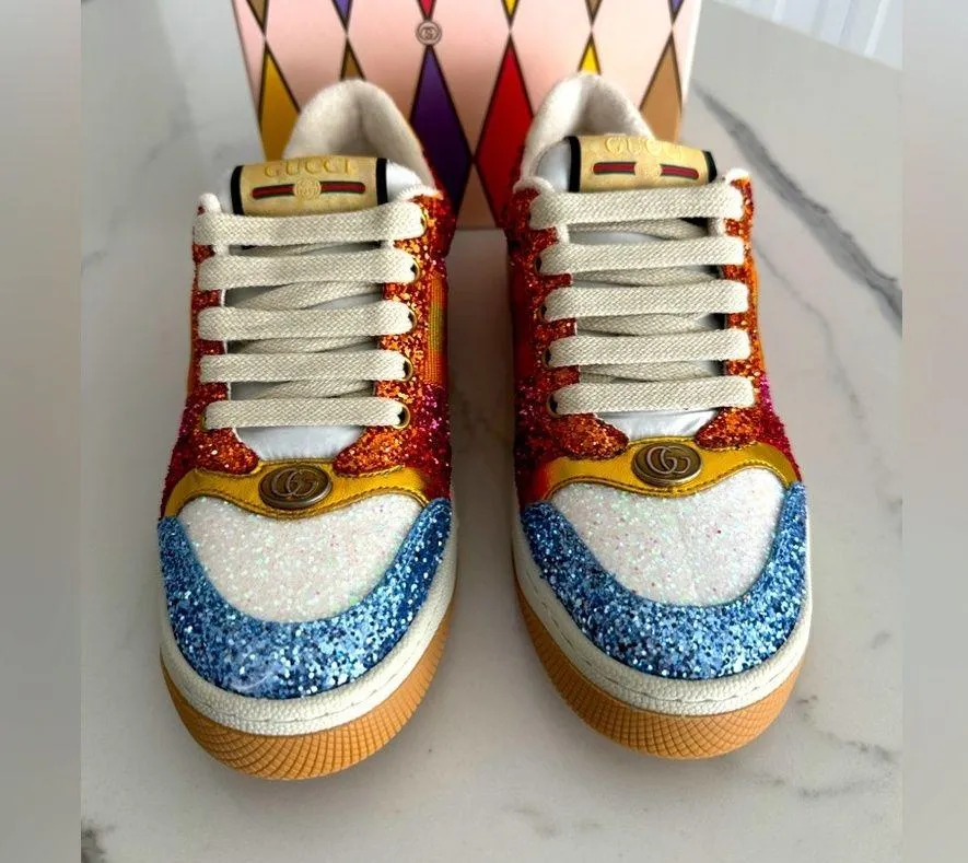 Gucci Lovelight Screener Glitter Sneakers - Image 2