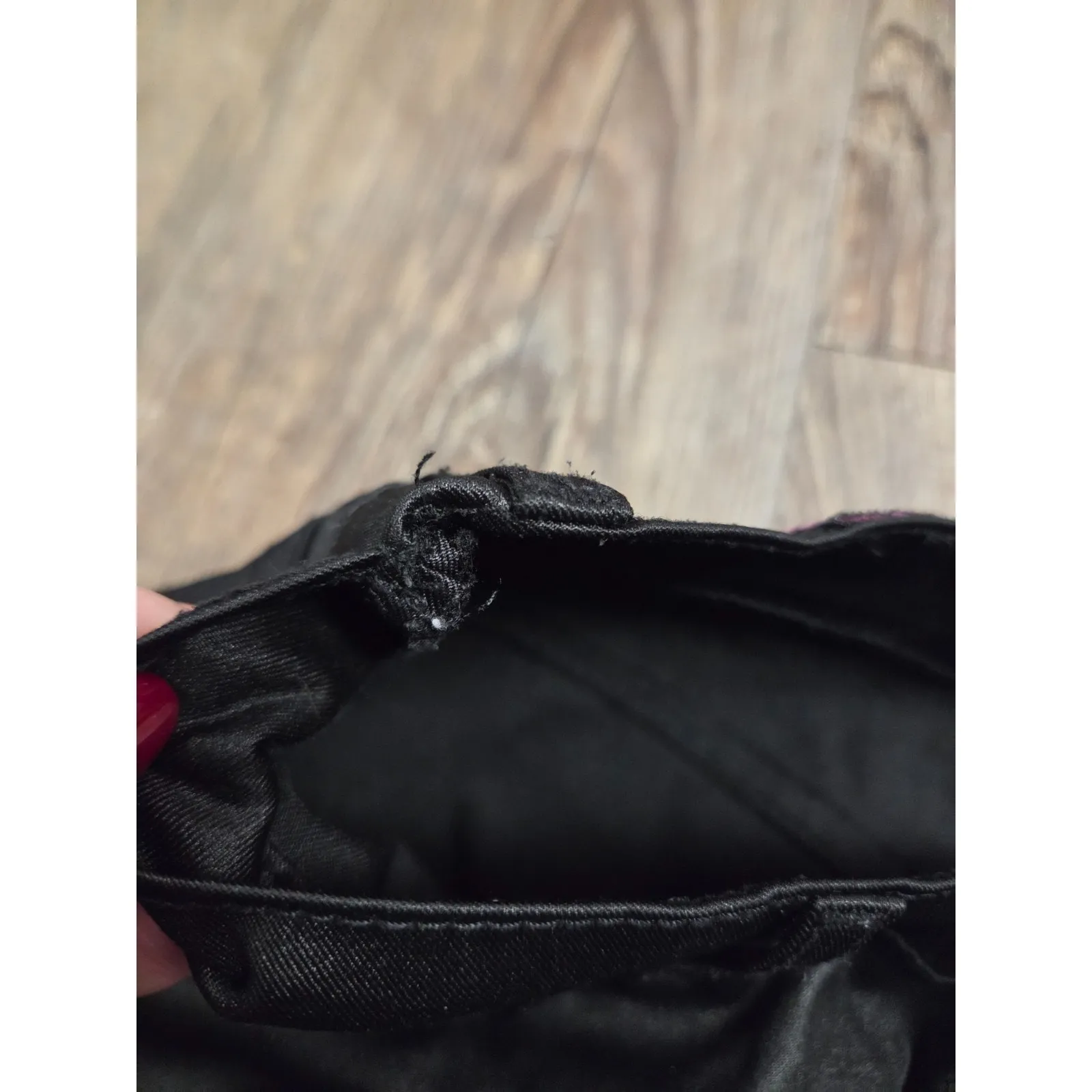 Bubblegum USA Y2K Rocker Print Pants Black Satin-like Faux Leather Stretch 28x29 - Image 3