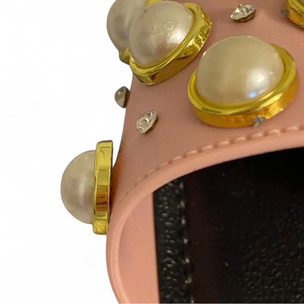 Babe Slides With Embedded Pearls Pink Size 10 - Image 5