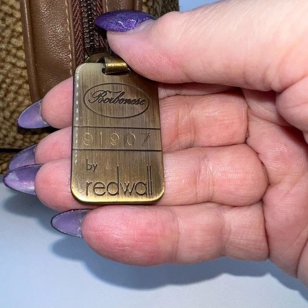 BORBONESE Pouch Redwall Quail Pattern Suede x Leather - Image 6