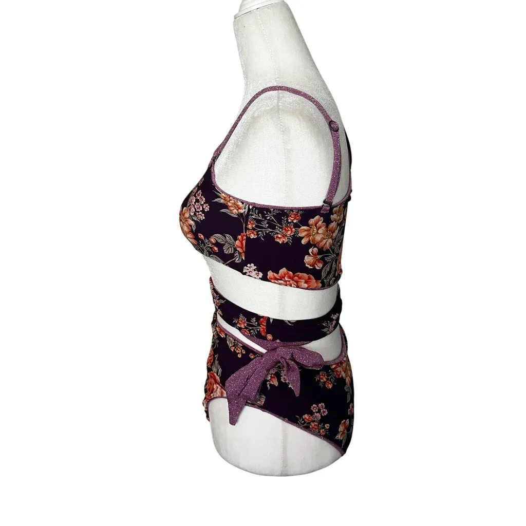 Limited Edition Stunning Reversible One Piece Swimsuit in Purple Floral Medium - Image 7