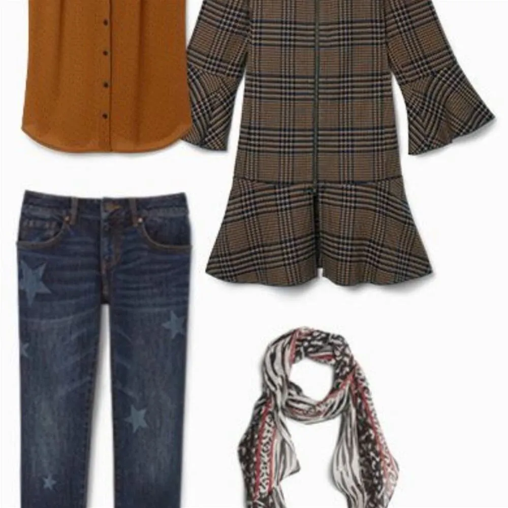 Cabi 3902 Flounce Hem Plaid Longline Full-Zip Jacket 2 Way Zipper Women’s Size S - Image 4