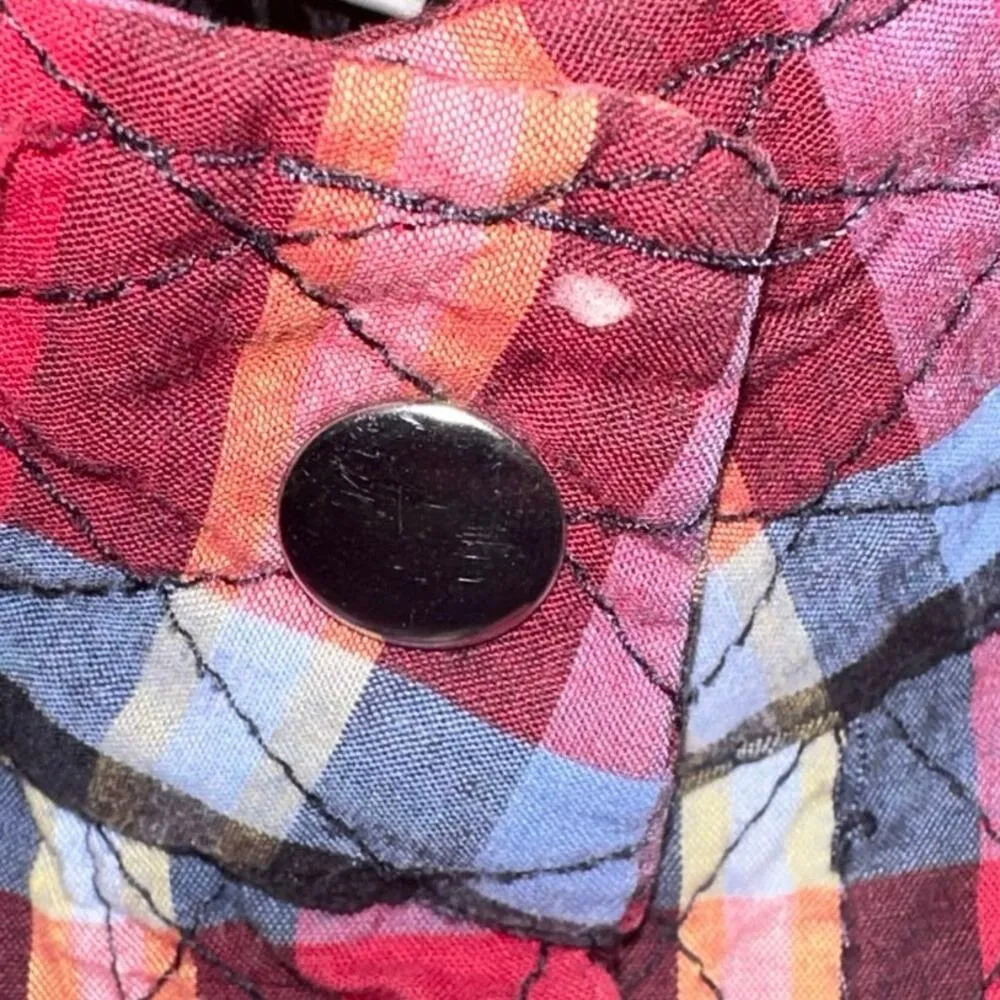 Plaid Diamond Quilted Button Down Vest Red Size L - Image 6