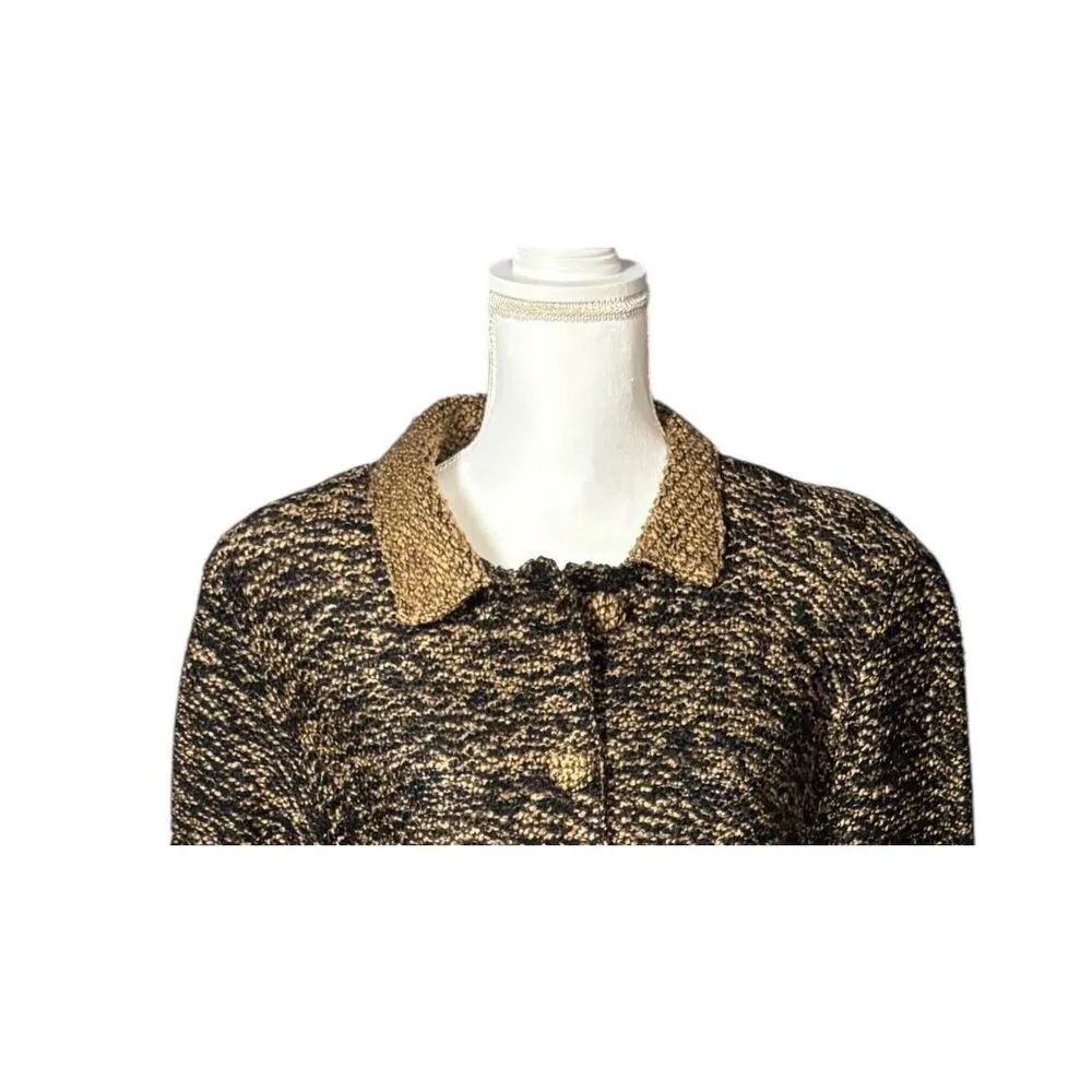 New Orvis Cardigan Sweater Size 14 Brown Button Front Tweed Cropped Classic - Image 4