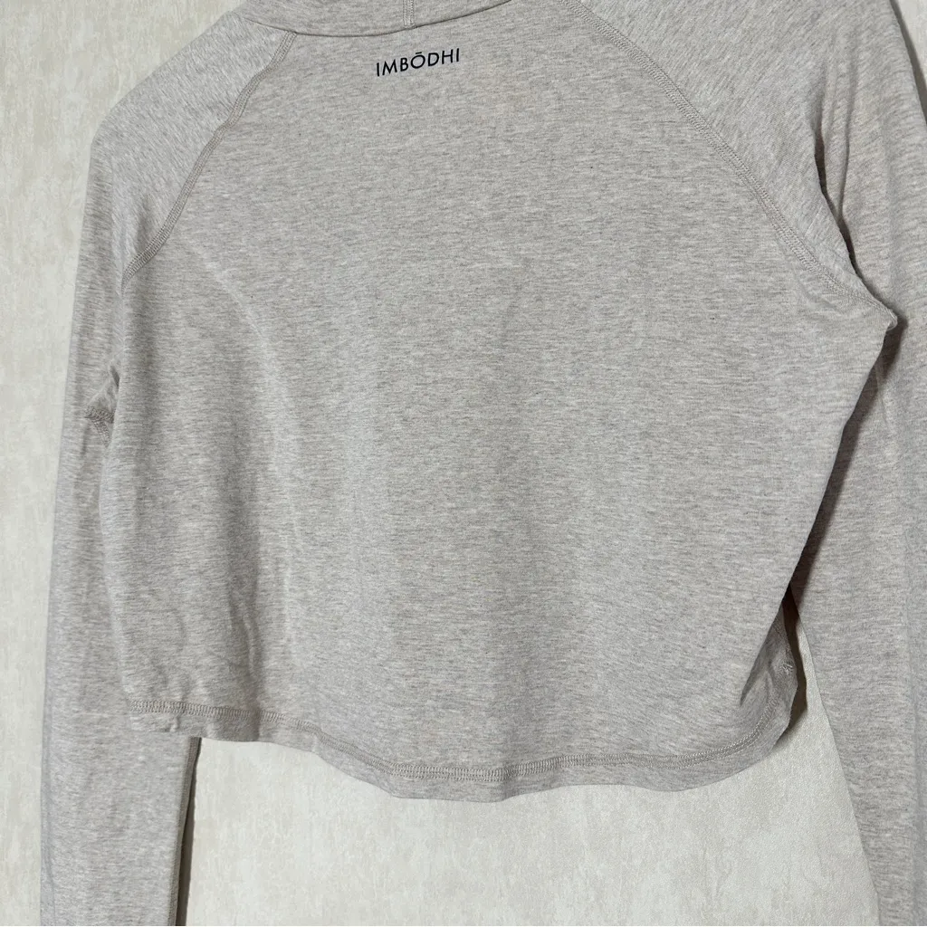 Imbodhi Women’s Turtleneck Top Shirt Longsleeve Cropped Thumbhole in Oatmeal S - Image 8