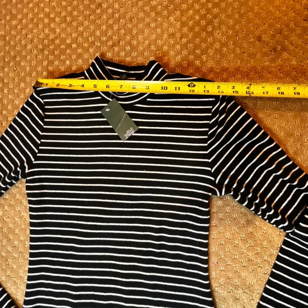 Long Sleeve Striped Rib Knit Midi Dress Wild Fable Black White Sz M Y2k Grunge - Image 12