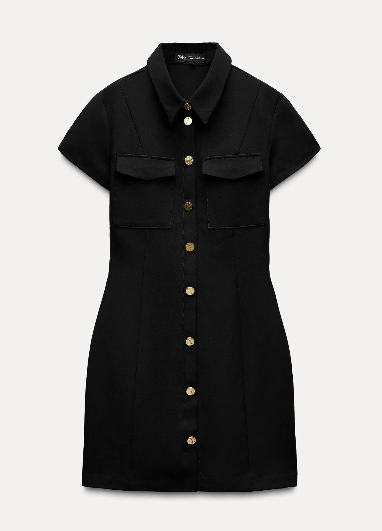Zara dress Elegant Black Button-Down collared business office casual Dress - Image 9