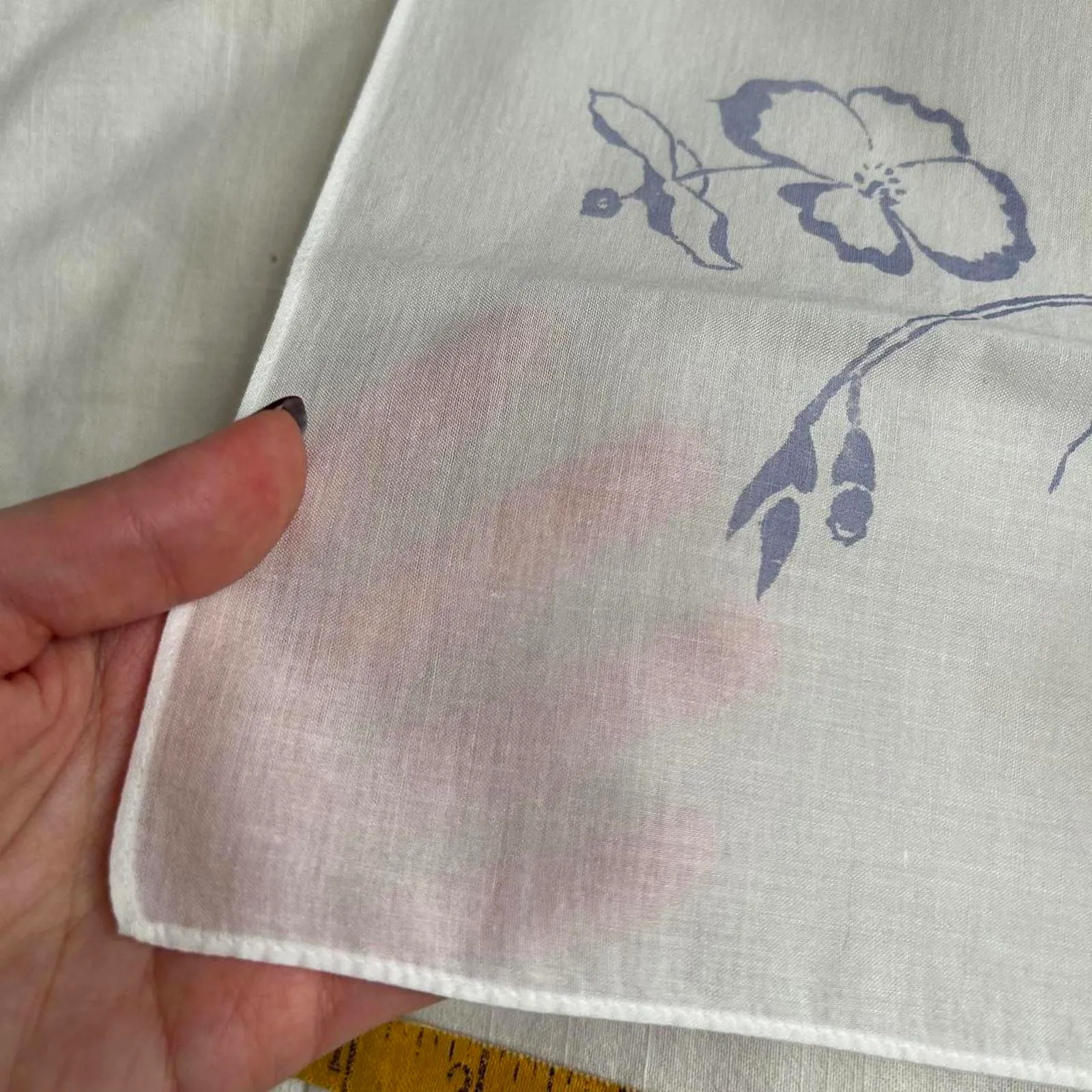 White baby blue flower semi sheer bandana 0851 - Image 2