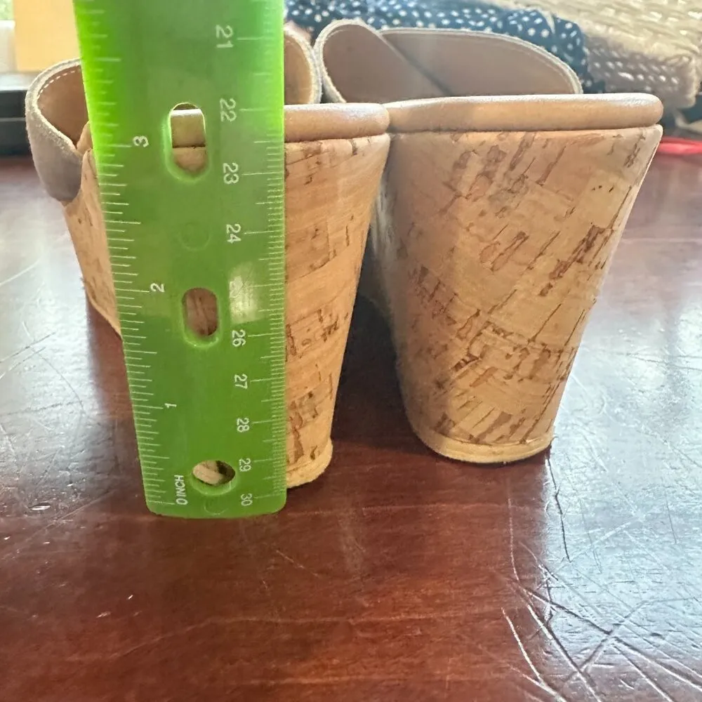 GARNET HILL Cork Sole Suede Criss Cross Platform Sandal Sandals Size 9 - Image 11