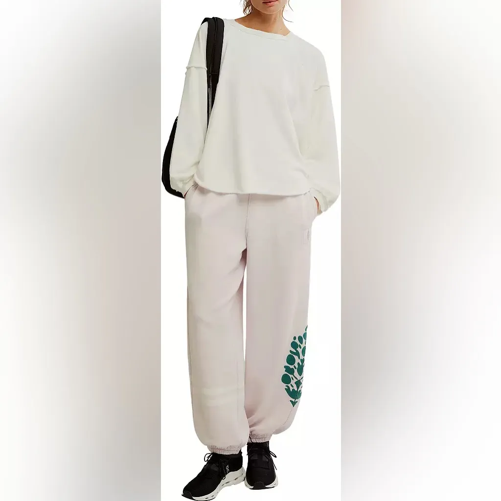 NWT FP Movement Women's All Star Logo Pants In Rose Quartz Combo $98 Retail - Image 2