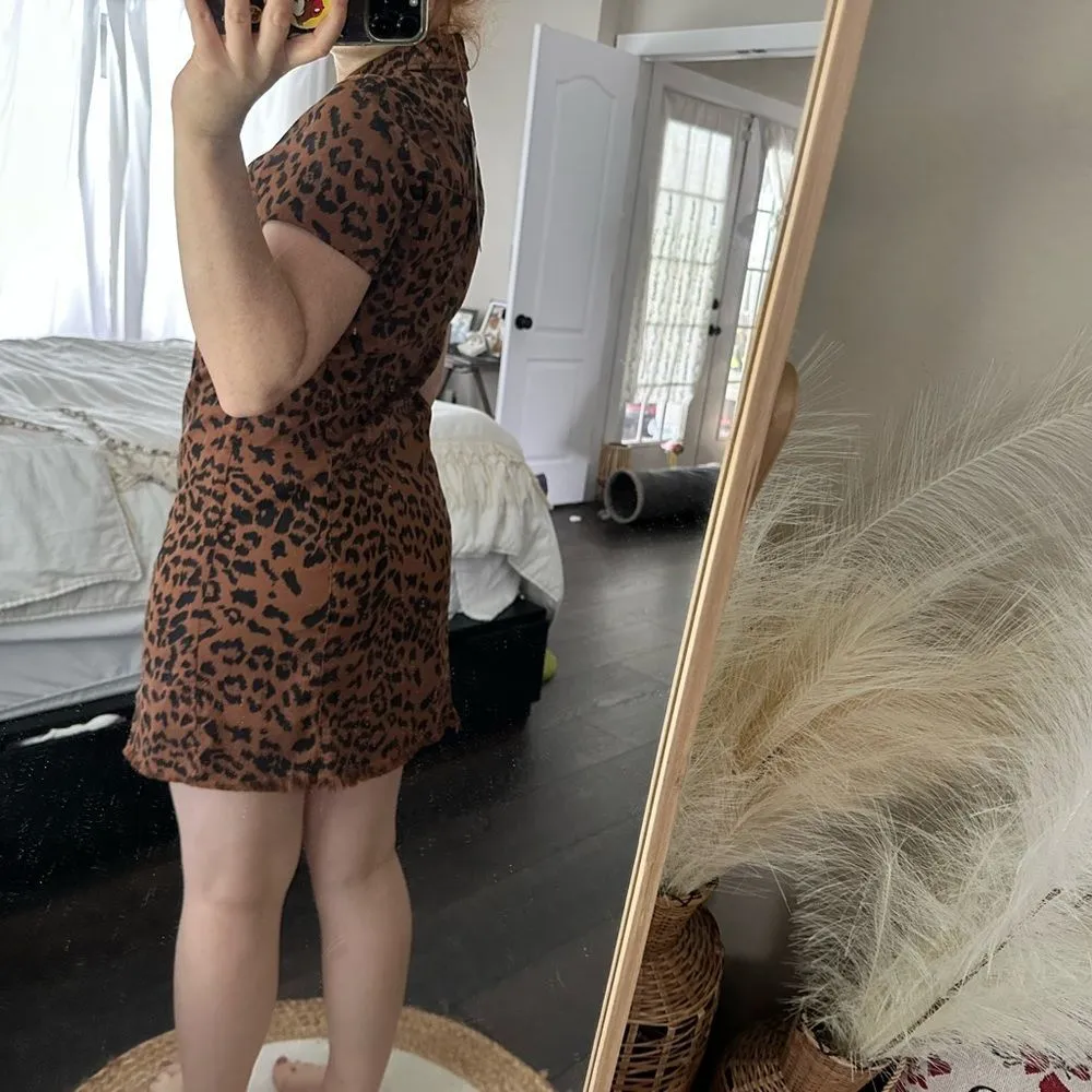 Show Me Your Mumu Women’s Small Mumu Blue Cyrus Mini Dress Bronze Leopard New NW - Image 3