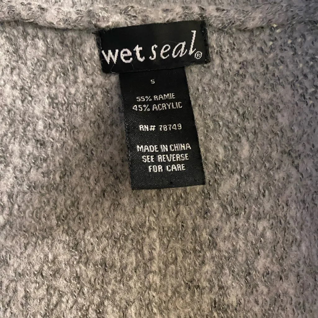 Wet Seal Womens Gray Grey Fleece Open Cardigan Sweater S Small - Image 2