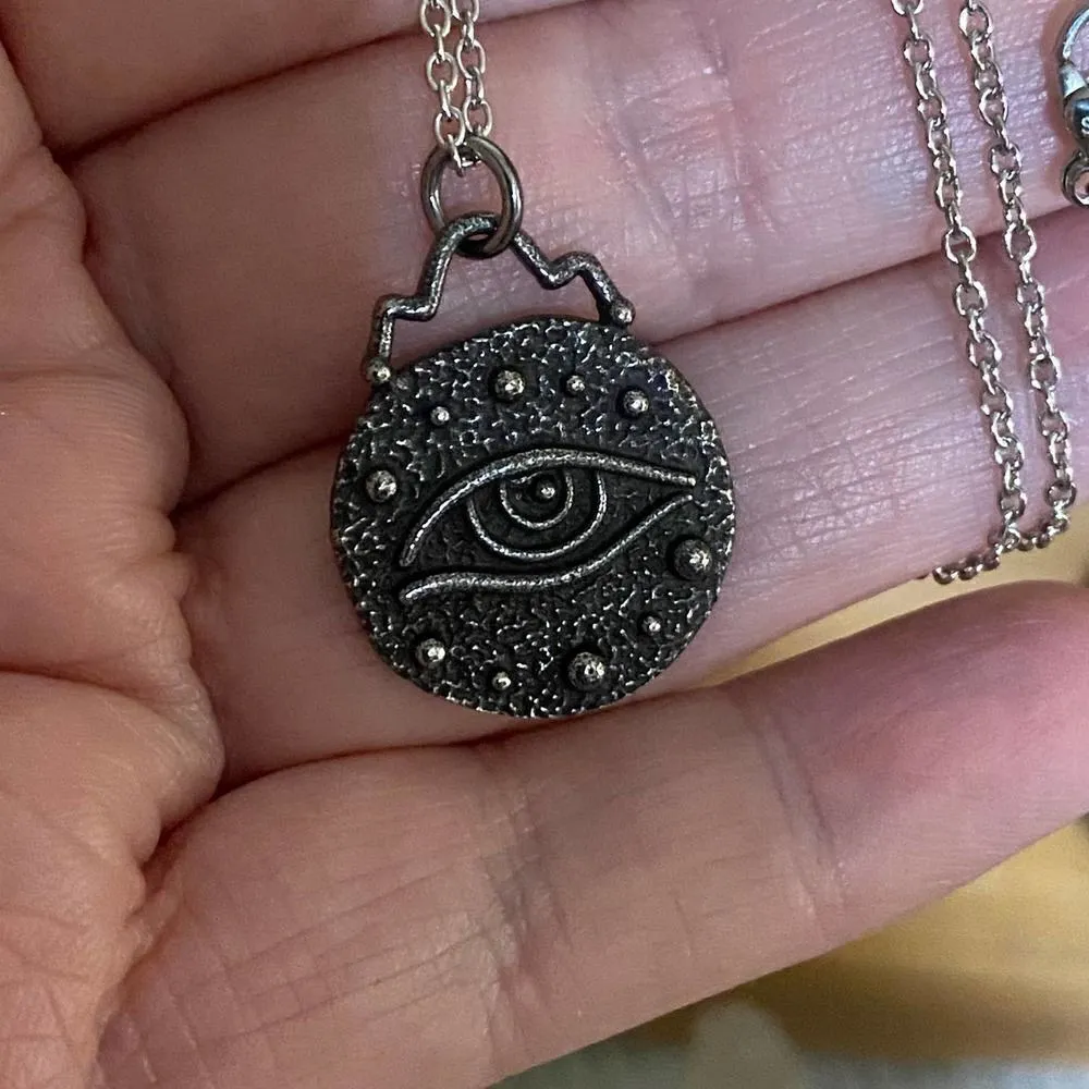 Stainless Steel Protective Evil Eye Pendant Necklace Silver - Image 4