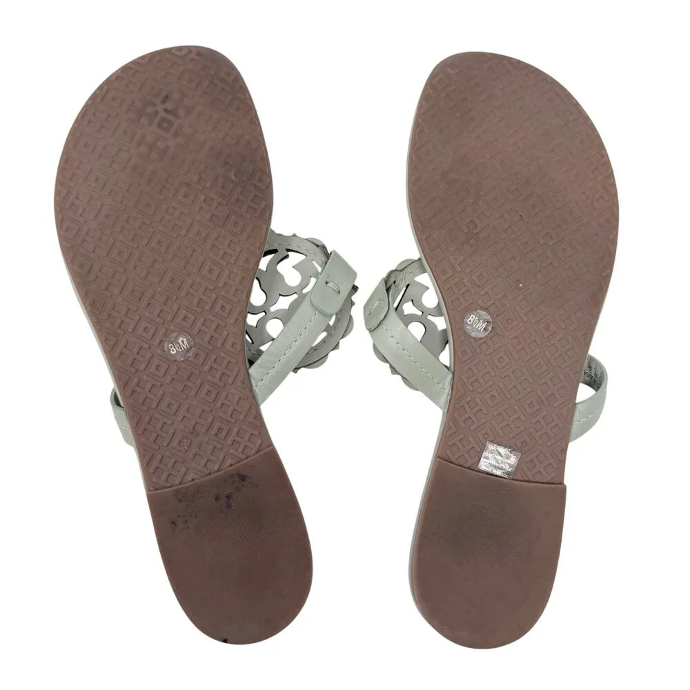 Tory Burch Miller Scalloped Sandals in Gray Sage Sand Slides Flip Flops Size 8.5 - Image 7