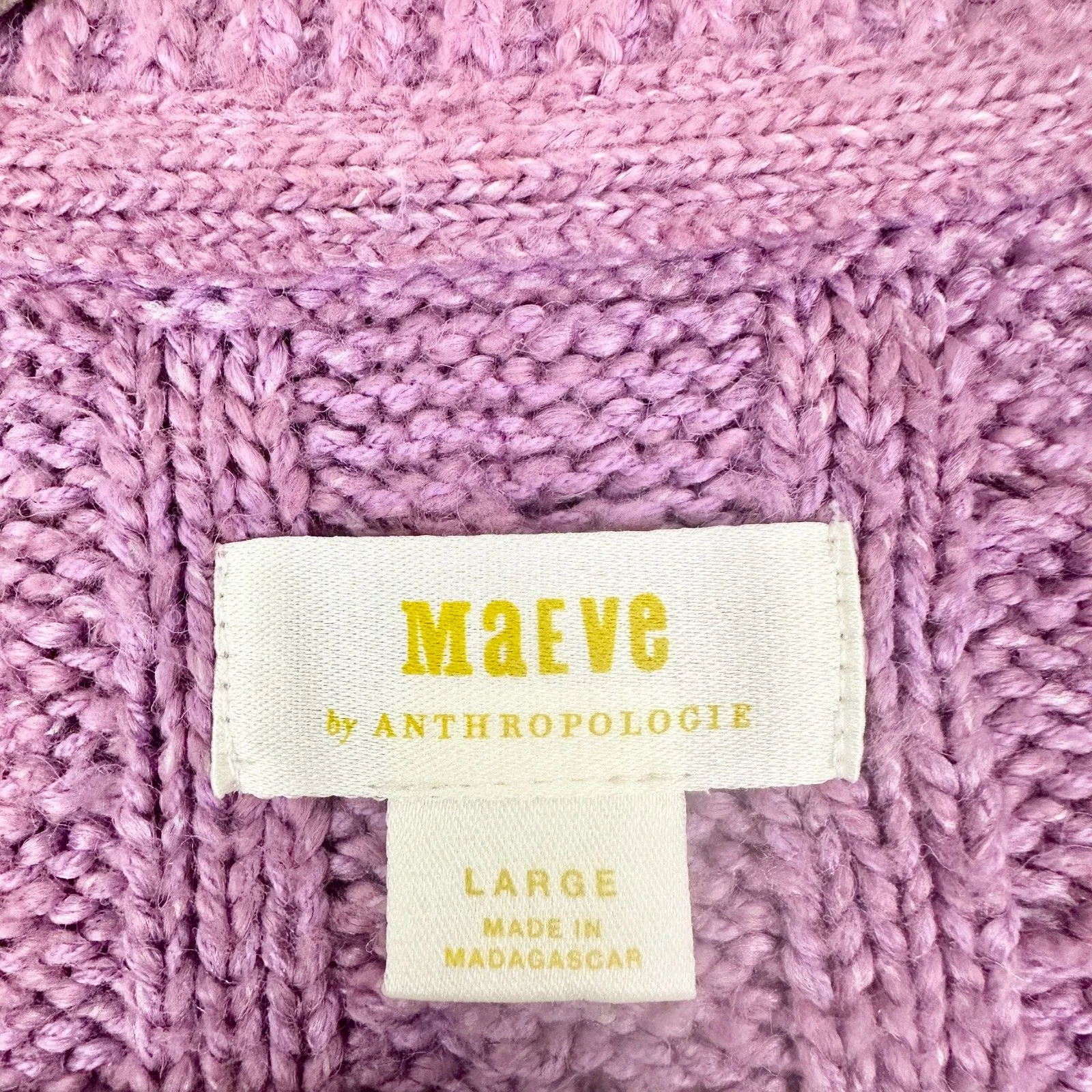 Anthropologie Maeve Hourglass Cable Cardigan Sweater Size Large Lavender - Image 9