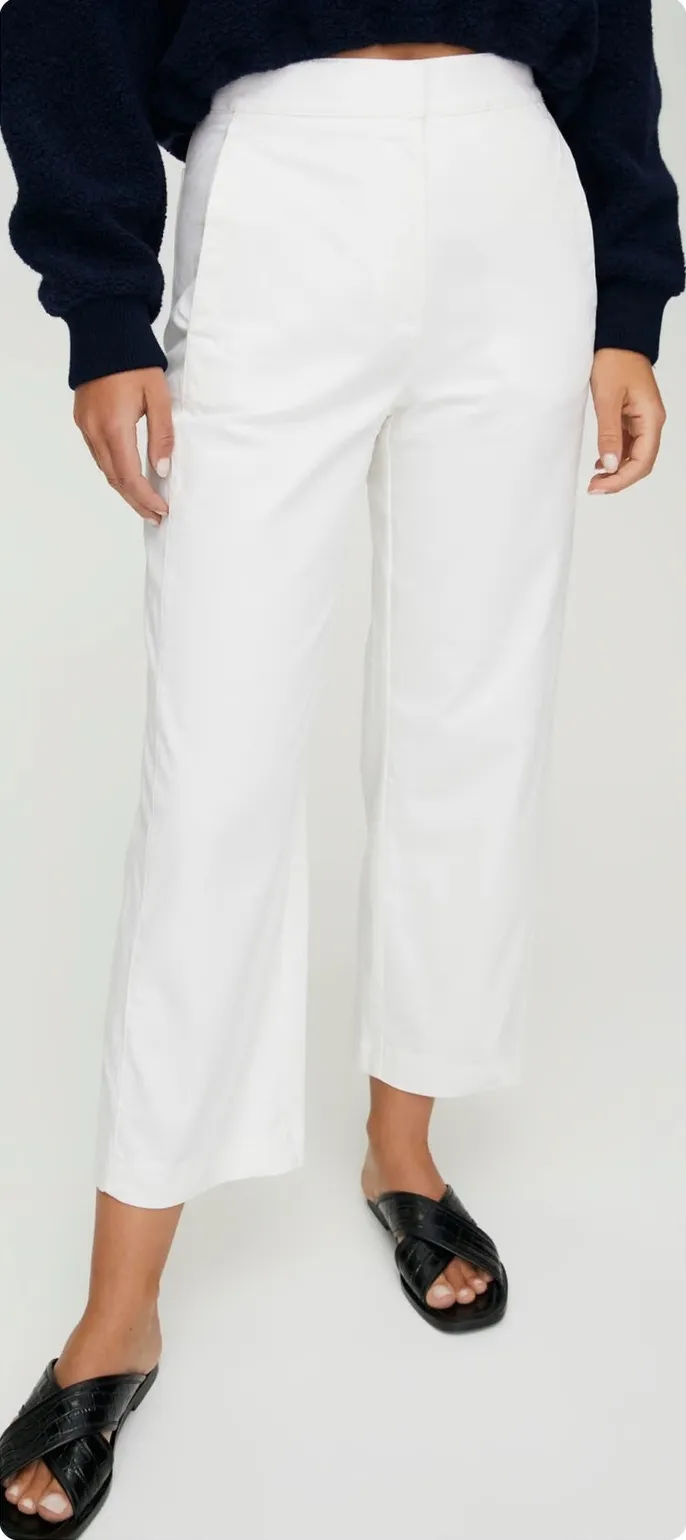 Aritzia The Group Babaton Womens Wide Leg Cotton Twill Walsh Pants Size 4 White - Image 1