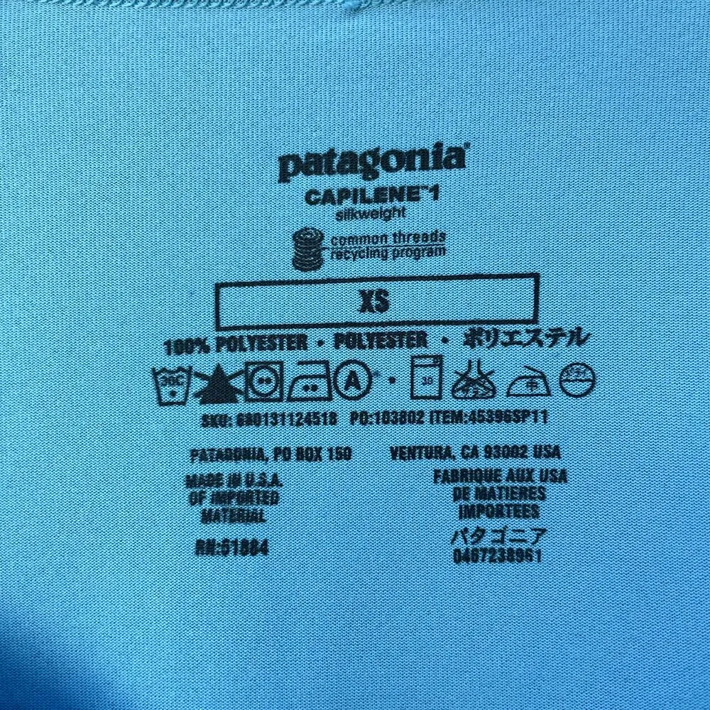 Patagonia Capilene 1 Silkweight Tee XS Blue Short Sleeve - Image 5