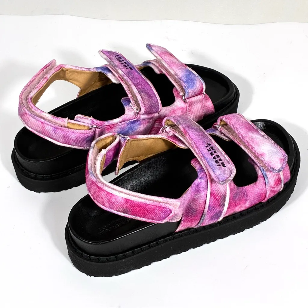 Isabel Marant Madee Platform Sandal Mulberry Tie Dye 41 10 NEW Flat - Image 5