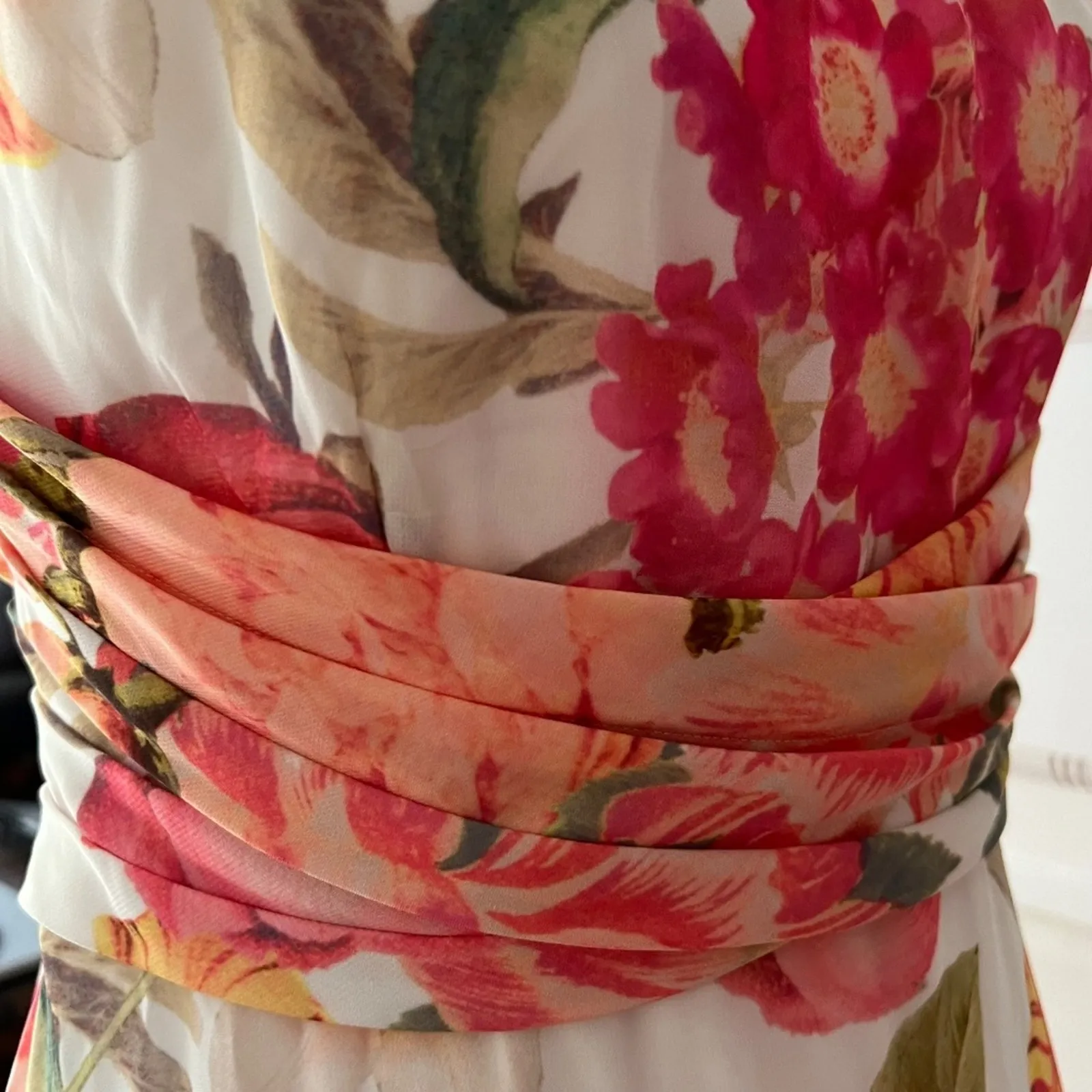 Adrianna Papell Formal Dress 6 Long Gown Small Floral Y2K Style Occasion Fairy - Image 2