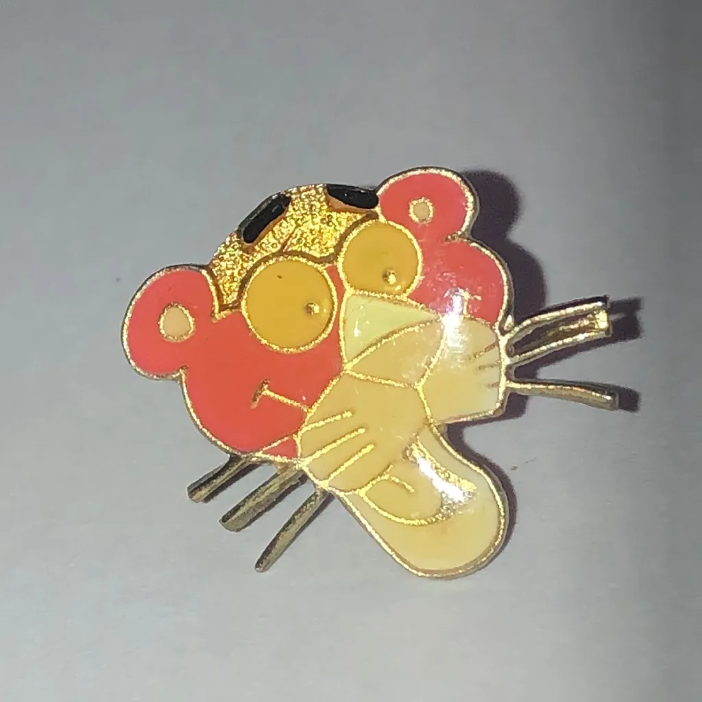 Pink Panther Cartoon Character Vintage Enamel Pin Yellow - Image 3