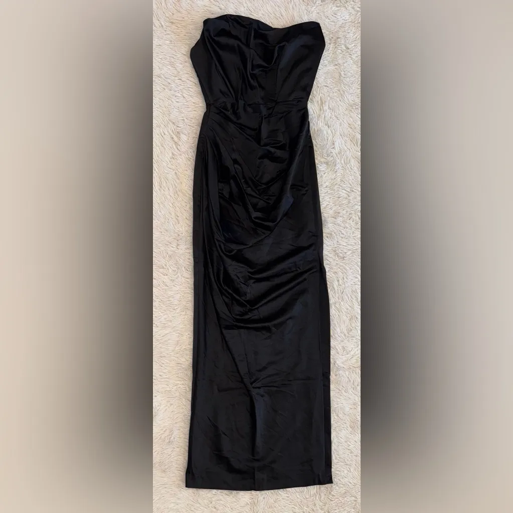 NWOT HOUSE OF CB  Adrienne Black Satin Strapless Corset Maxi Sz S A-C cup - Image 6