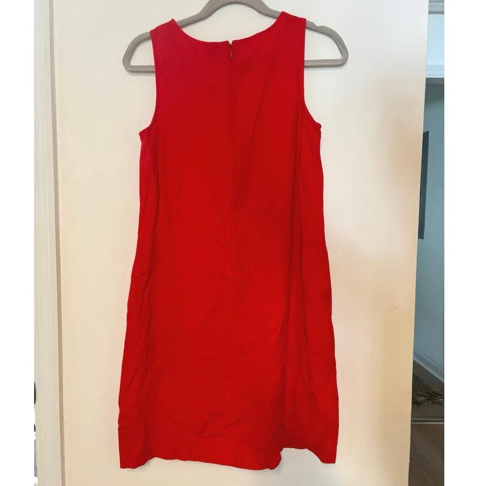NWT J.Crew Linen Blend Mini Shift Dress In Red Size 00 - Image 6