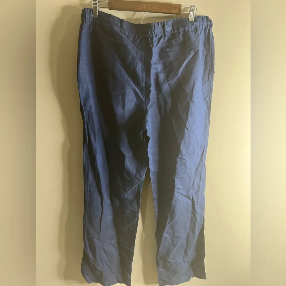 Joan vass navy blue linen blend pull on pant size large - Image 10