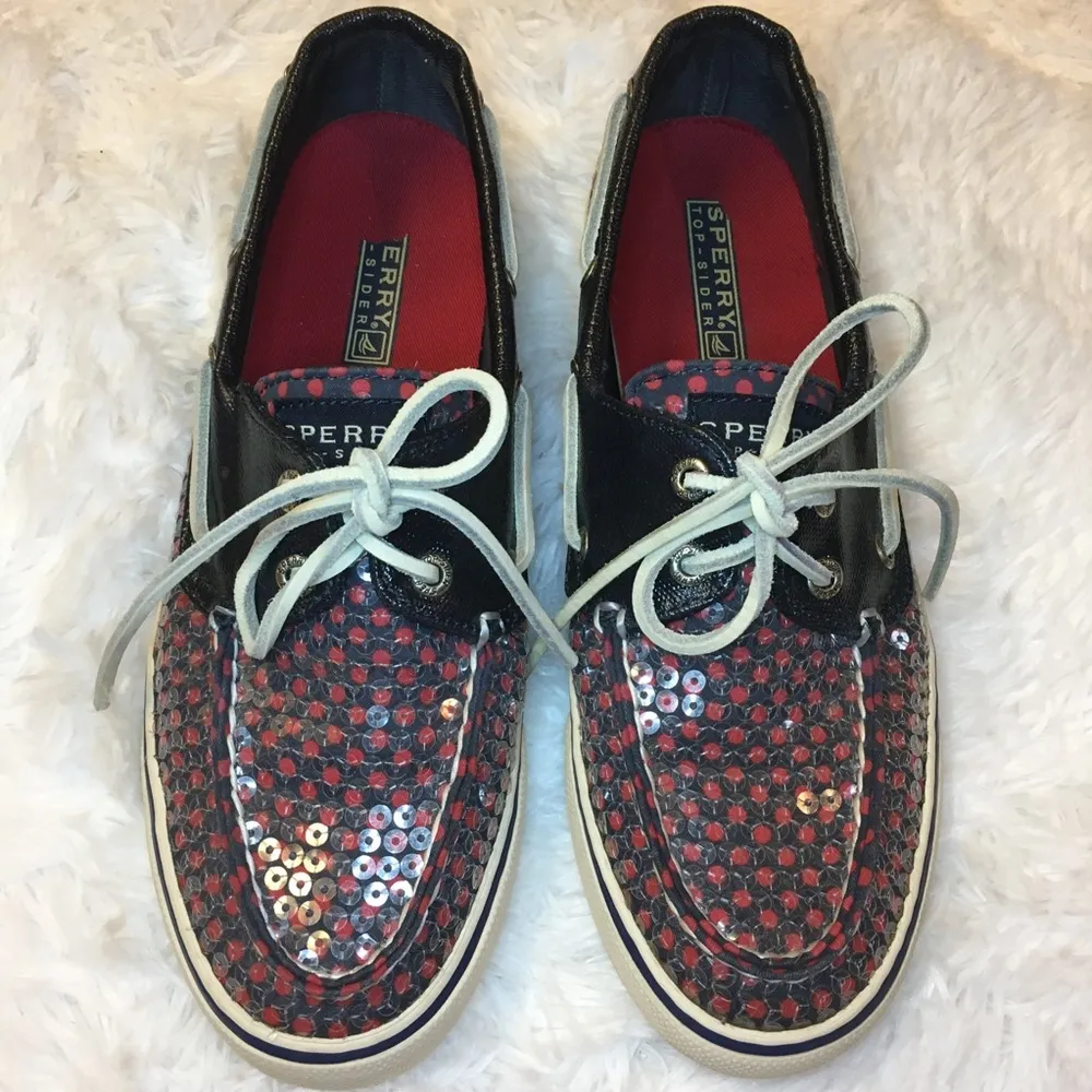 SPERRY Women’s Top-Sider Red Polka Dot Sequin Boat Shoes 6.5 M - Image 2