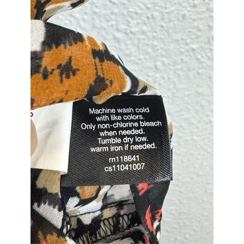 Lane Bryant Collared Button Front Tank Top 16 Split Open Back Novelty Dots Brown - Image 7