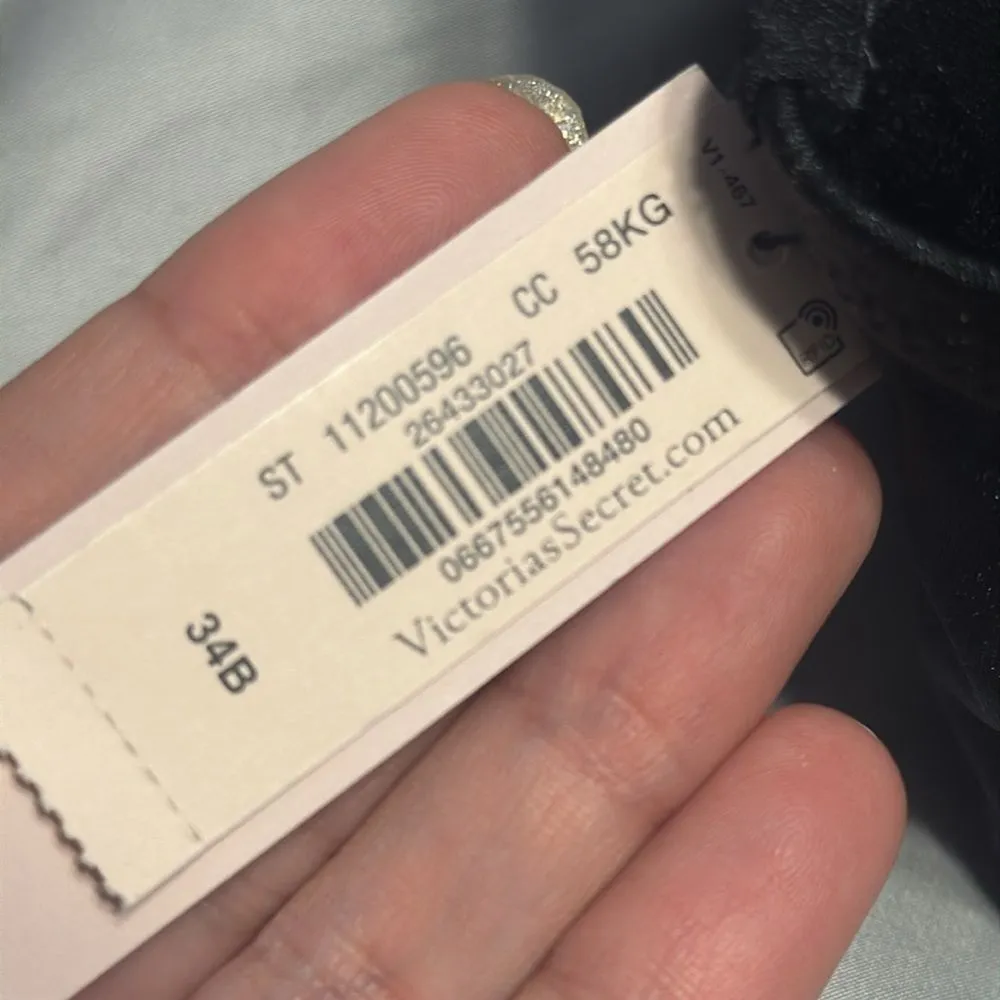 Victoria's Secret BOMBSHELL Push Up SWIM SET rhinestones shine black logo 34B M - Image 10