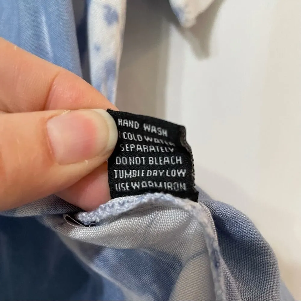 Style Envy Blue Tie Dye Tie Front Blouse Boxy Fit - Image 4