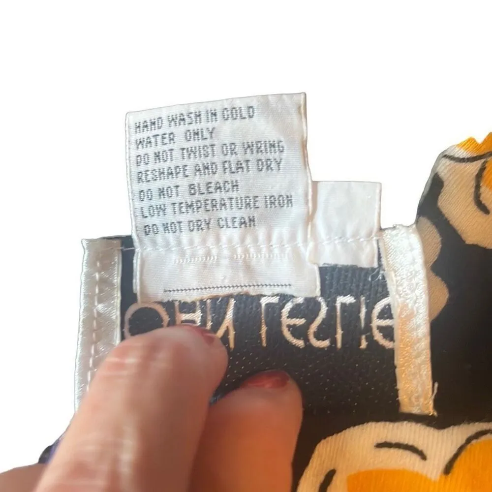 Joan Leslie Vintage Red Yellow Blue Floral Fit N Flare Midi Dress 4 Gold Buttons Black - Image 7