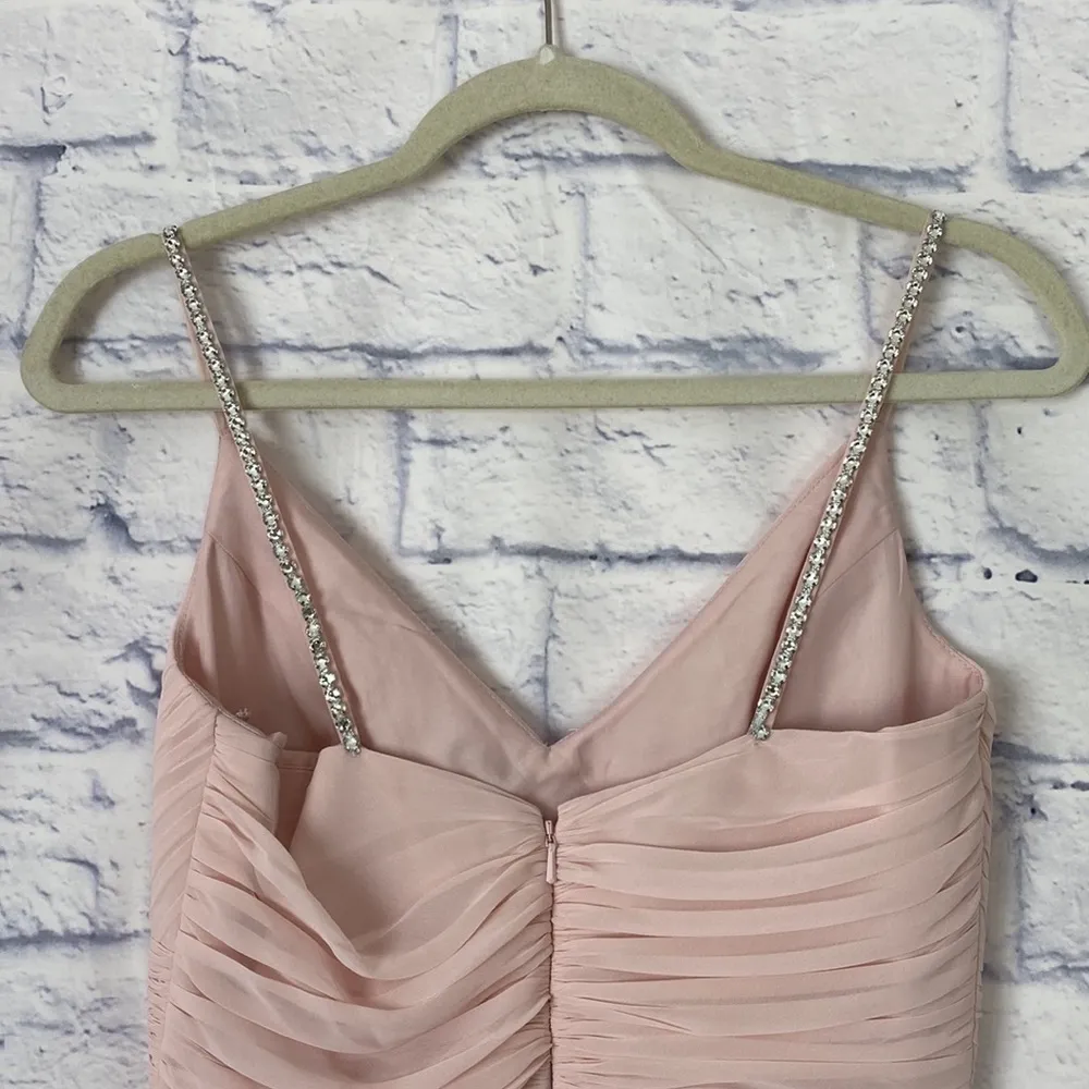 Jenny Packham Bridesmaids blush pink rhinestone strap chiffon dress JP1022 NWOT Size 2 - Image 5