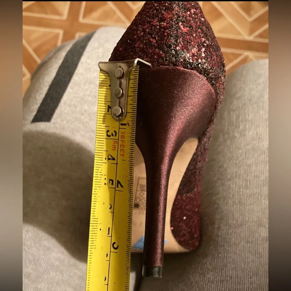 White House Black Market Women Toe Point Glitter Kitten Heel Size 7M Plum Purple - Image 5