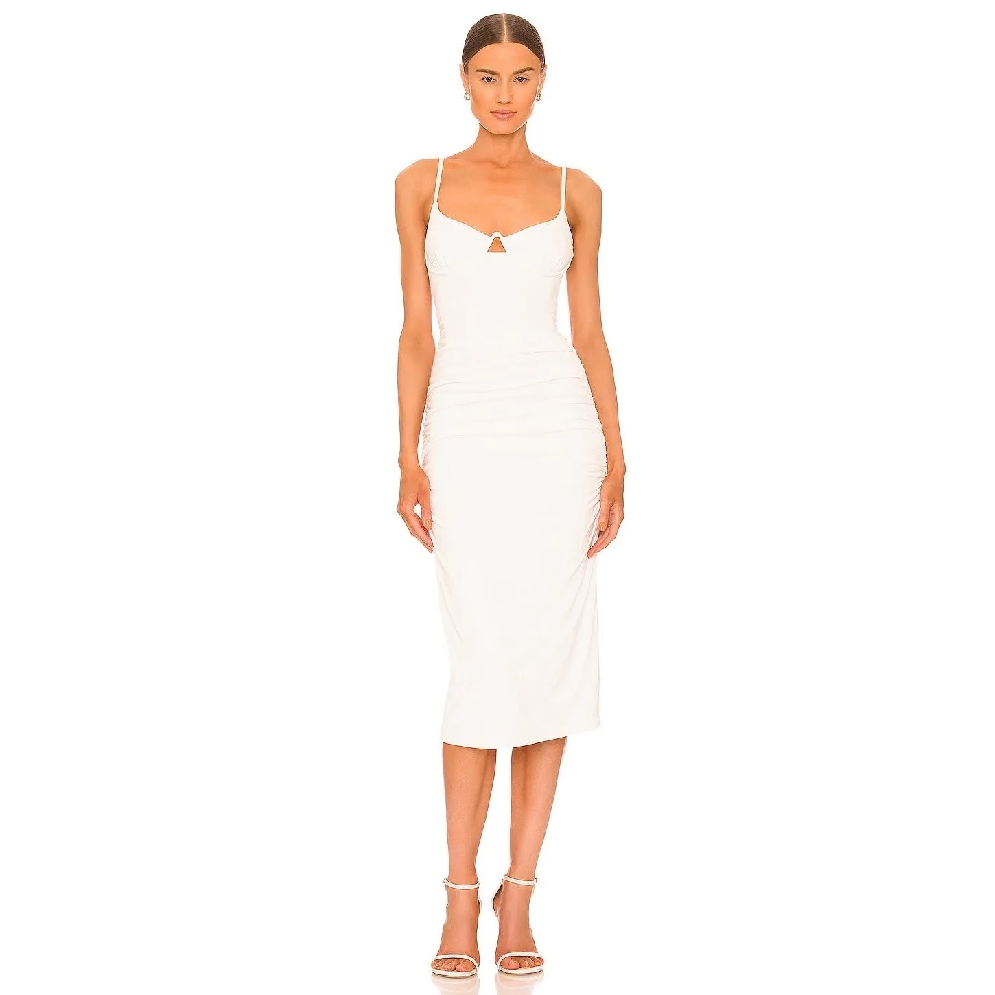JONATHAN SIMKHAI Iris Jersey Underwire‎ Cutout Midi Dress Size Small White - Image 5