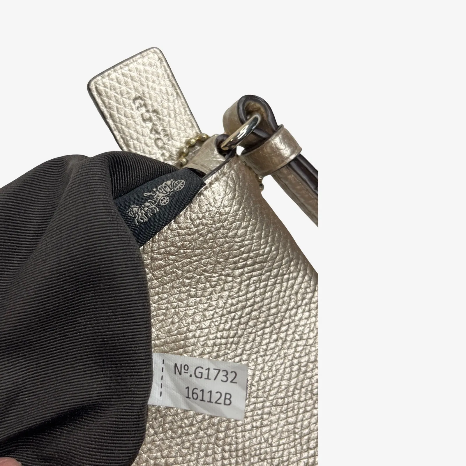 Coach Metallic Leather Large Corner Zip Wristlet Gold Pebbled Leather - Image 8