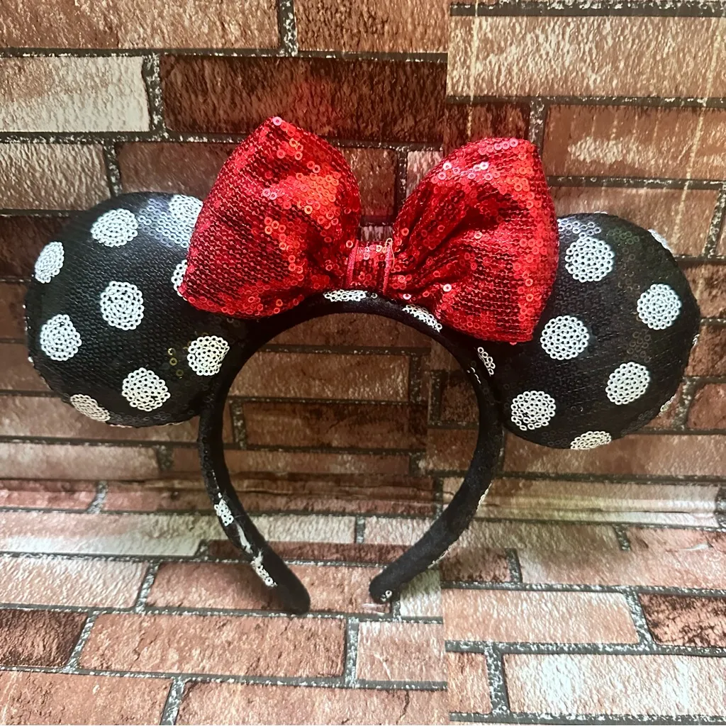 Disney Red and Black Polka Dot Mouse Ears Headband - Image 7