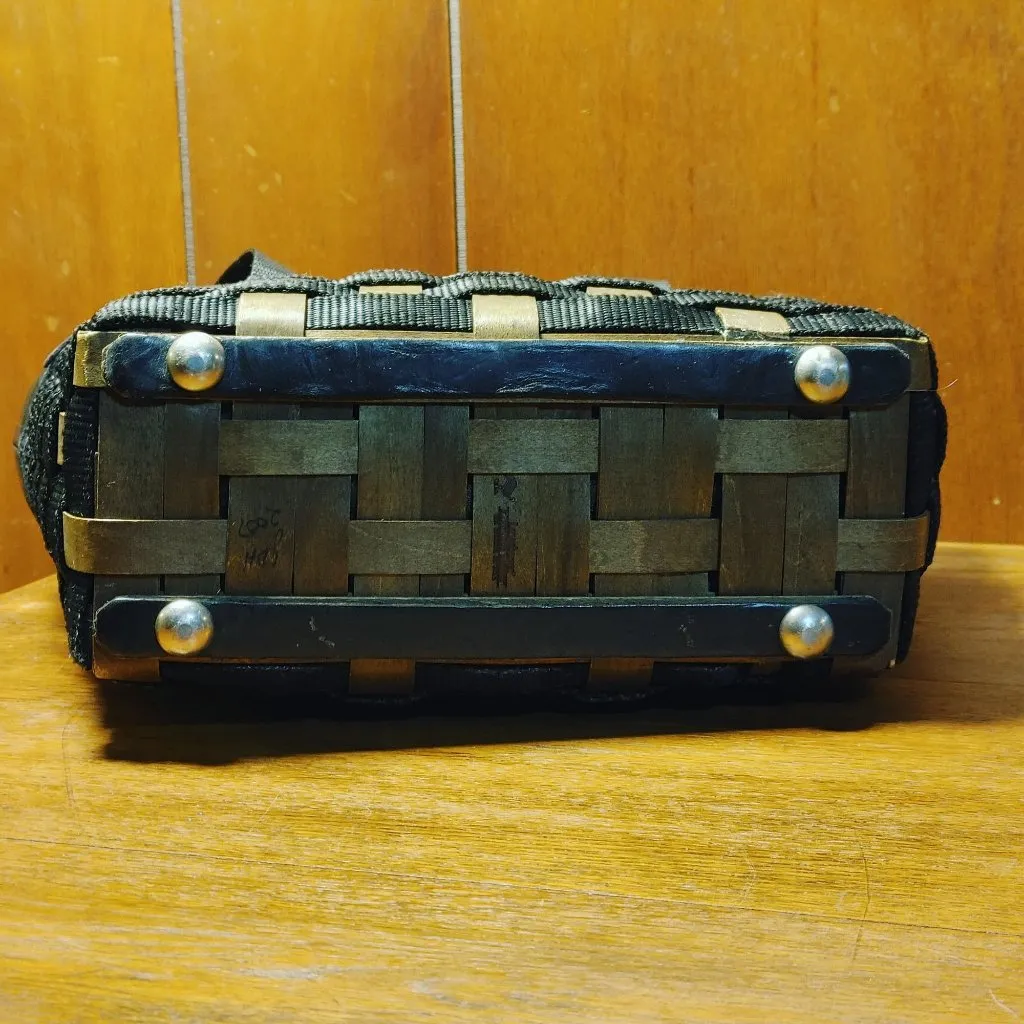 Longaberger Handbag Tote Basket Purse 2 Go Black Brown Woven Basket Leather Trim - Image 6