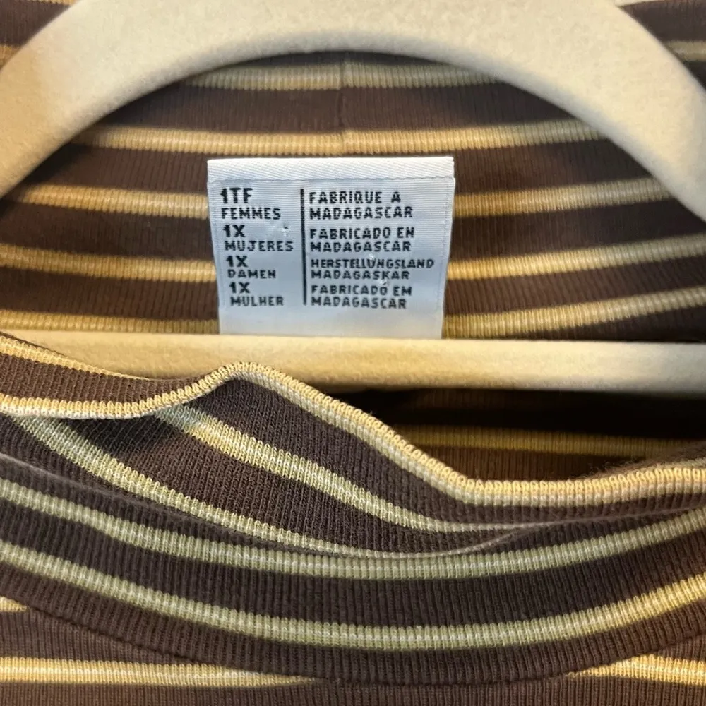 Columbia Turtleneck Brown & Tan Striped Women’s Long Sleeve Top Sz 1X EUC - Image 3