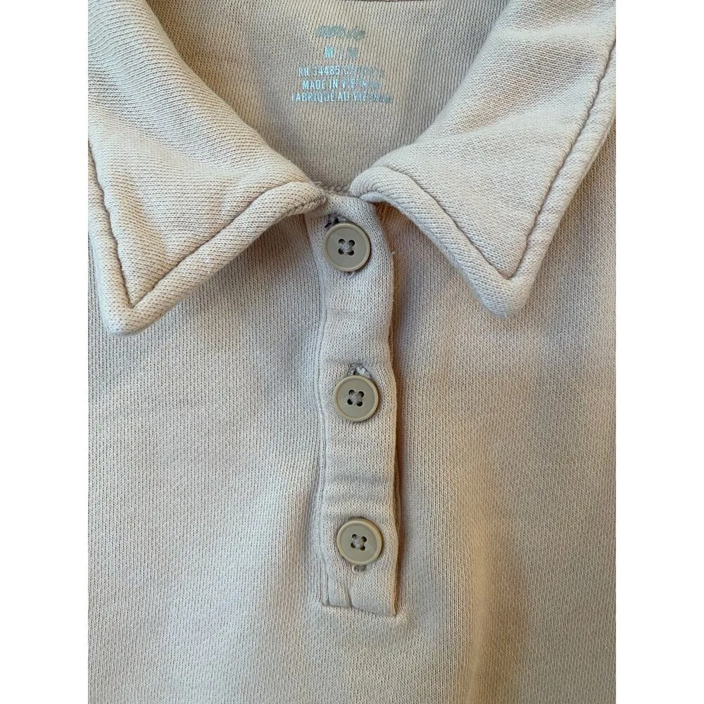 Aerie Cropped Polo Collared Sweatshirt Pink Size Medium ￼ - Image 6