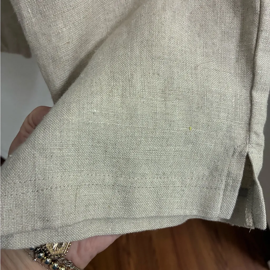 Eileen Fisher Tan Linen Pants PS elastic waist with side zipper - Image 6